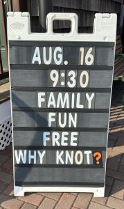 Overfalls Family Fun Program Sign